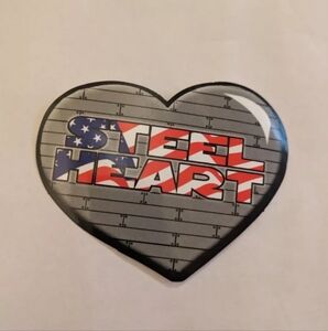 Vtg United States Patriotic Heart Shaped Steel Heart Flag Print machine Sticker